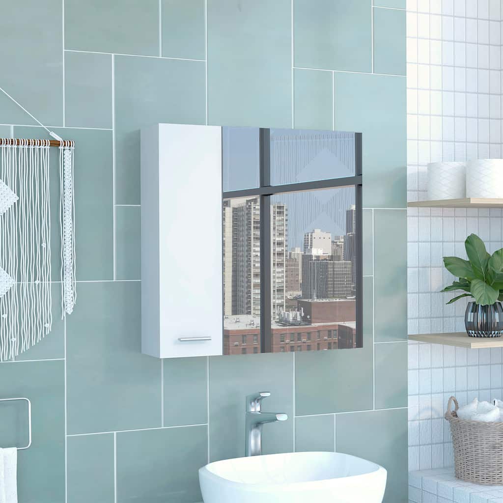 23.6" White Double Door Medicine Cabinet with 4 Interior Shelves, Ample Mirror for Bathroom or Vanity Storage