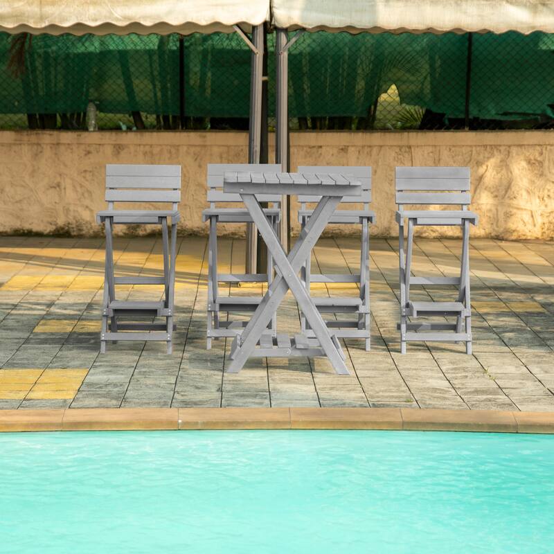 Key West Fully Assembled All-Weather Outdoor Folding Bar Set - 5-piece