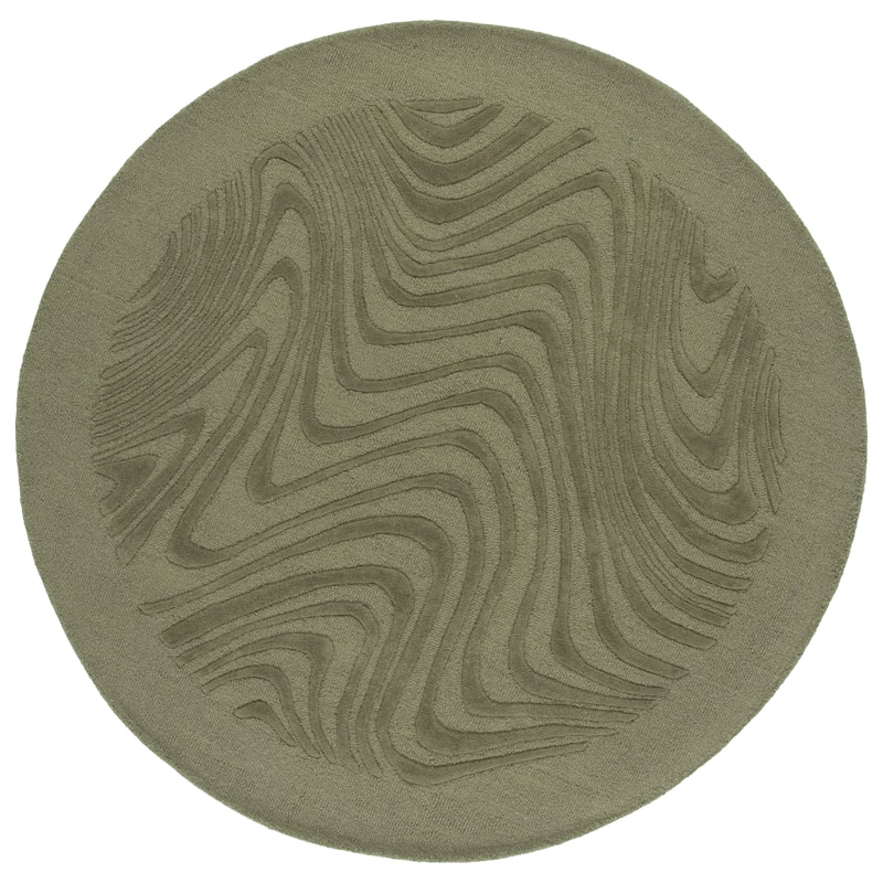 SAFAVIEH Handmade Ebony Sabiye Wool Rug - 6' Round - Green