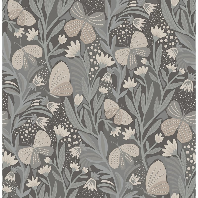 Pip & Lo Blue Grey Papillon Flutter Peel & Stick Wallpaper
