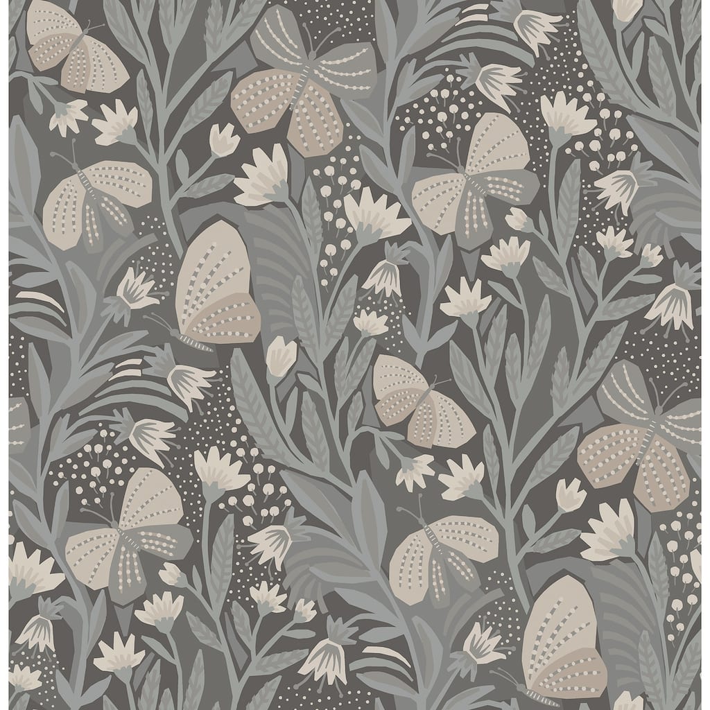 Pip & Lo Blue Grey Papillon Flutter Peel & Stick Wallpaper