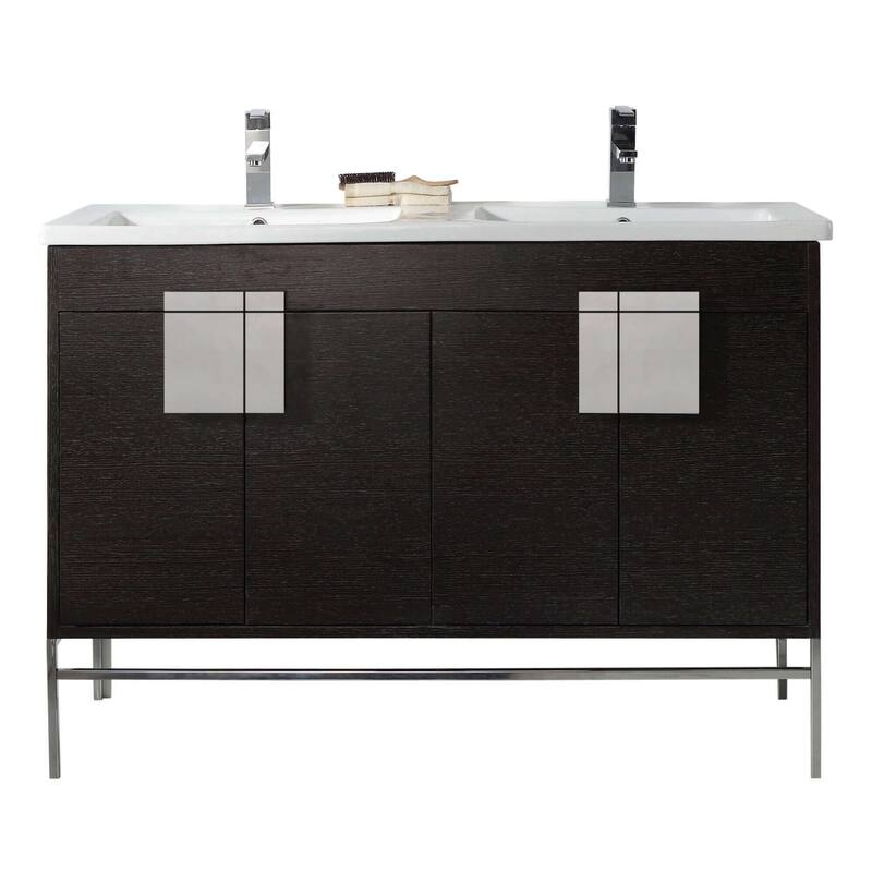 Modern Bathroom Vanity Set, Vitreous China Double Sink Top 48"
