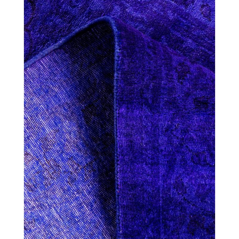 Overton Hand Knotted Wool Vintage Inspired Modern Contemporary Overdyed Navy Runner Rug - 2' 8" x 11' 7"