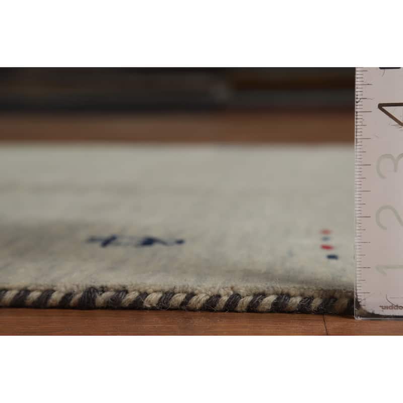 Hand Knotted Oriental 100% Wool Carpet Tribal Animal Pictorial Greys & Charcoal Gabbeh Area Rug - 5' 9'' X 4' 1''