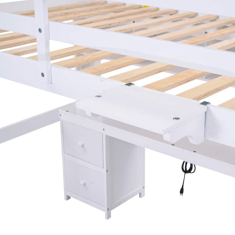Full Size Loft Bed with Charging Station