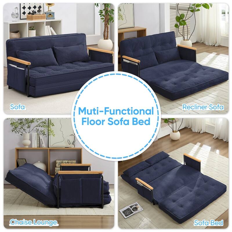 Mixoy Muti-Functional Folding Floor Sofa Bed,3-Seater,2-Seater,1-Seater Lazy Futon Sofa with 6 Position Adjustable Backrest