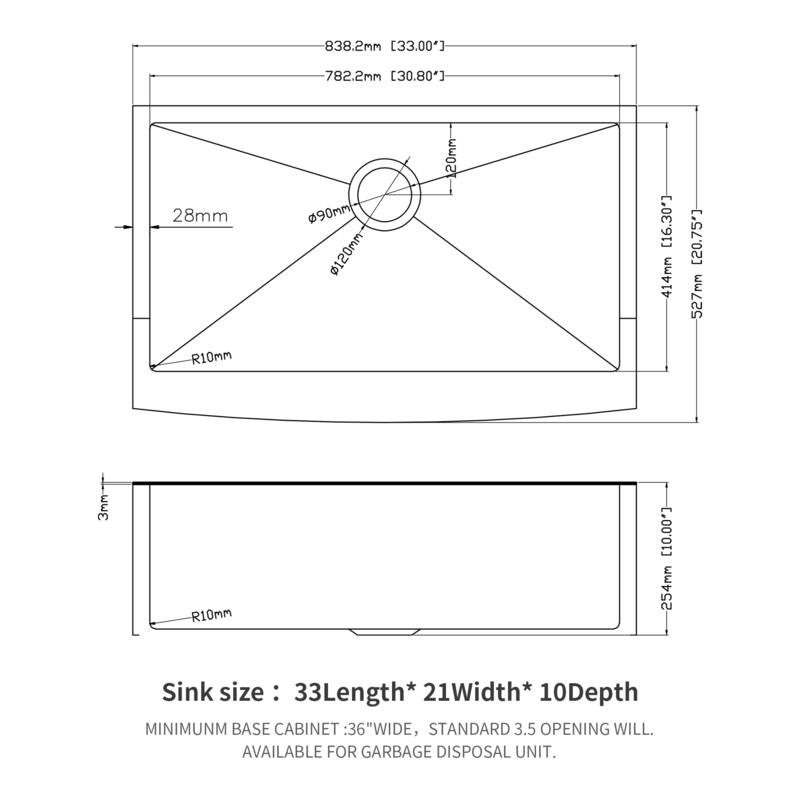 Farmhouse 16 Gauge Single Bowl Stainless Steel Kitchen Sink