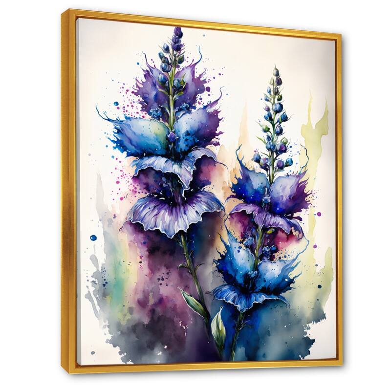 Designart "Blue And Purple Delphinium" Floral & Botanical Framed Canvas Art Print