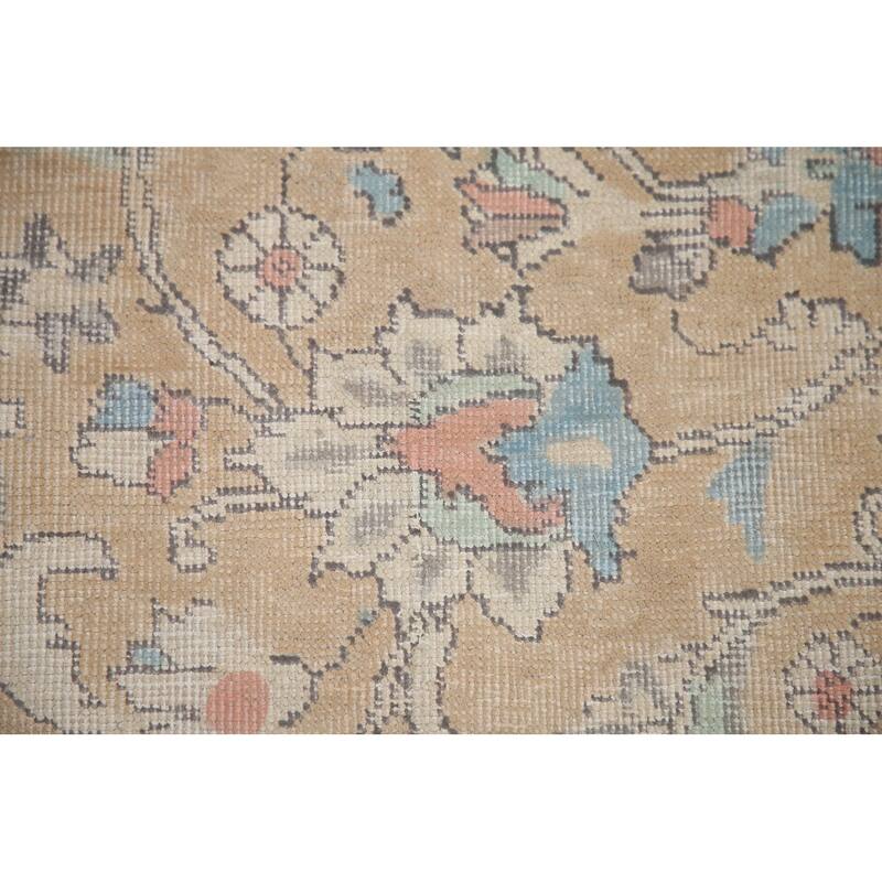 Hand Knotted Oriental 100% Wool Carpet Traditional All-Over Peach Tabriz Area Rug - 12' 8'' X 10' 0''