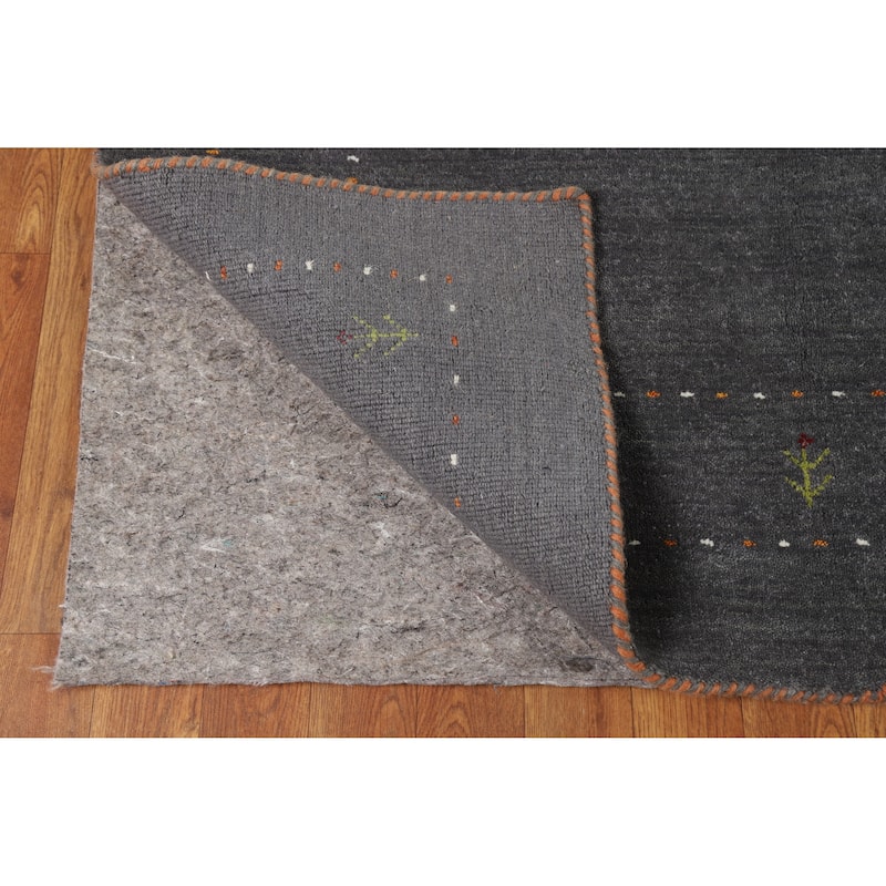 Gray Gabbeh Oriental Rug Handmade Wool Carpet - 4'0" x 5'9"