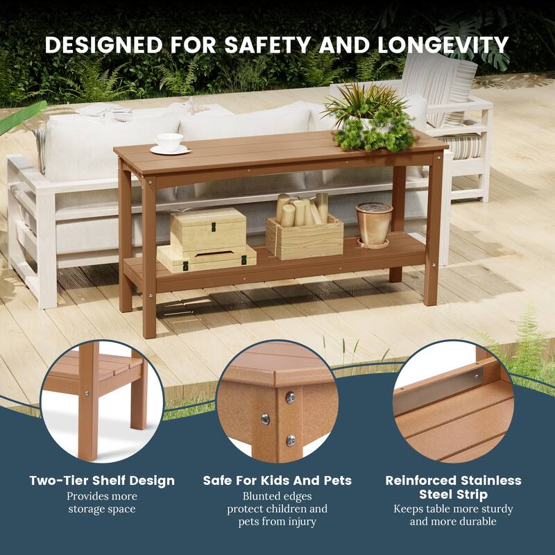 Laguna Hdpe All Weather Outdoor Patio Two Shelf Table