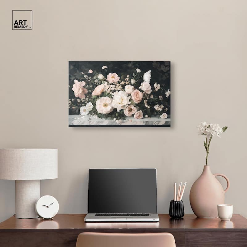 Marble and Blooms Canvas by Art Remedy, Gallery Wrapped