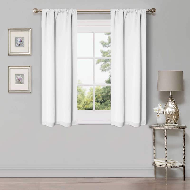 Superior Solid Machine Washable Room Darkening Semi-Blackout Curtains, Set of 2