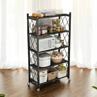 5-Tier Foldable Utility Multi-Purpose Storage Rack with 4 Wheels