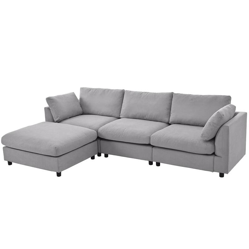 L Shaped Deep Cushion Convertible Sectional Sofa with Reversible Chaise