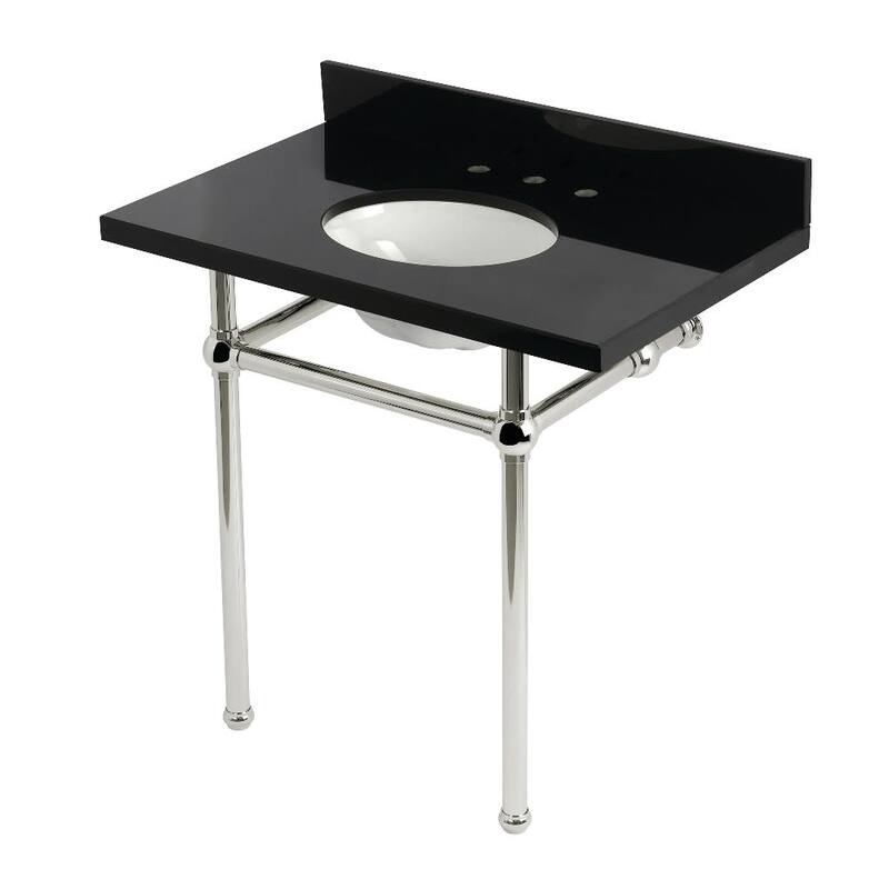 Kingston Brass KVPK36KB-T-SET Templeton 36" Rectangular Brass, Granite - Black Granite / Polished Nickel