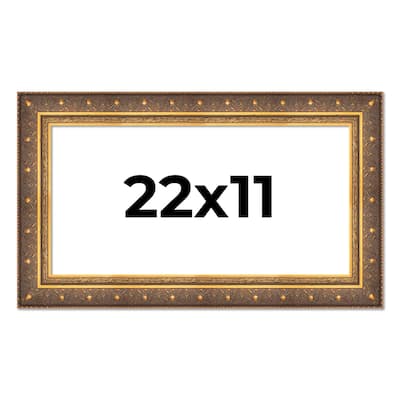 22x11 Frame Gold Real Wood Picture Frame inches Interior Frame Depth 1 inches Museo Bronze Ornate Photo Frame with UV Acrylic