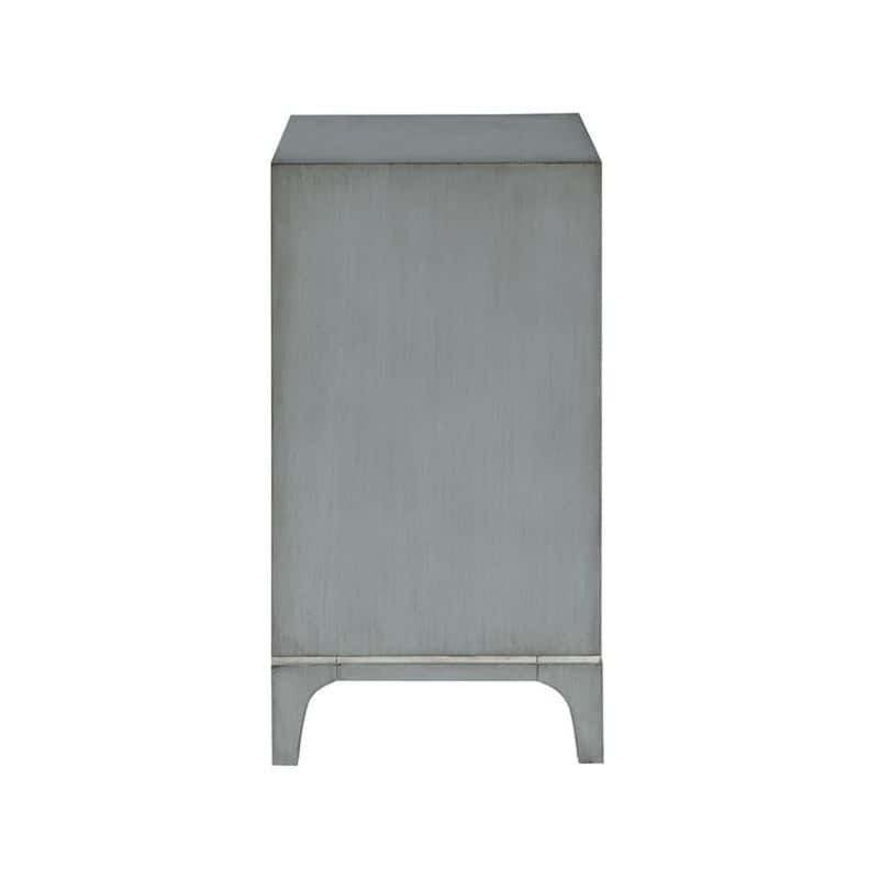 Wooden Floral Relief 2 Door Cabinet with Cream Front Doors and Cascading Leaf Design - Gray - Roche River Decor