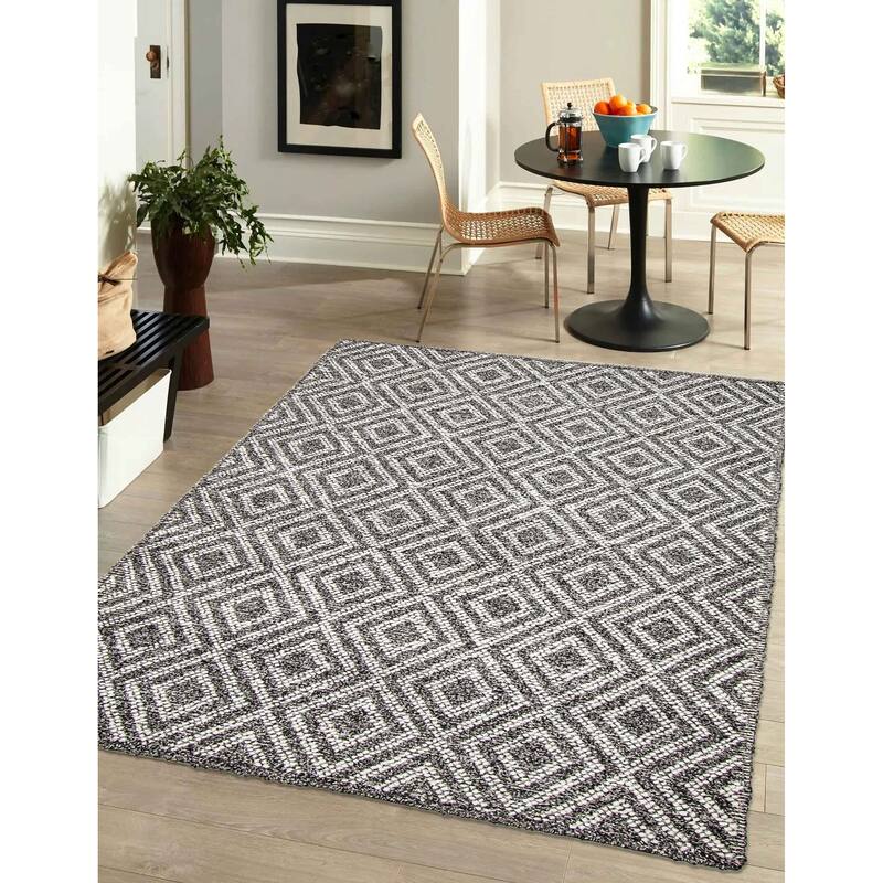 ECARPETGALLERY Braid weave Sienna Black Wool Rug - 5'2 x 7'5