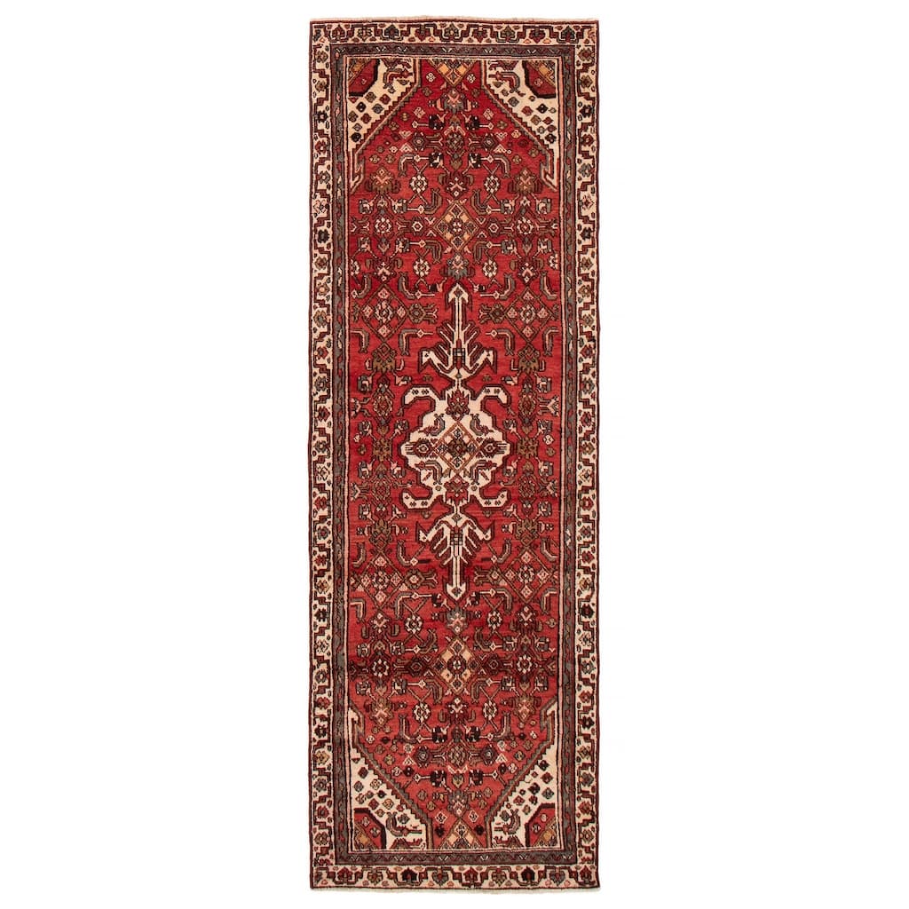 ECARPETGALLERY Hand-knotted Andelz Red Wool Rug - 3'1 x 9'6
