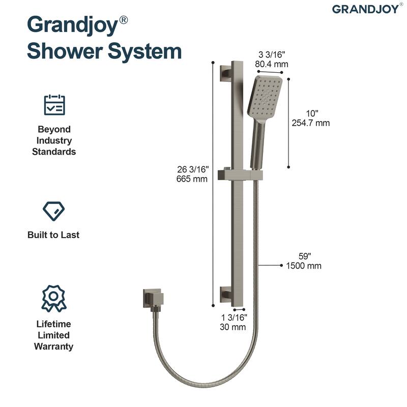 GRANDJOY 3-Spray Handheld Shower Set featuring Adjustable Slide Bar