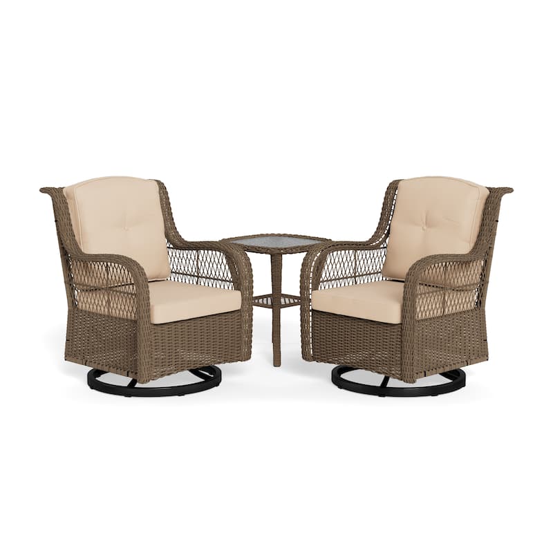 Rio Vista Outdoor Wicker Swivel Glider Chair Set (3-Piece)
