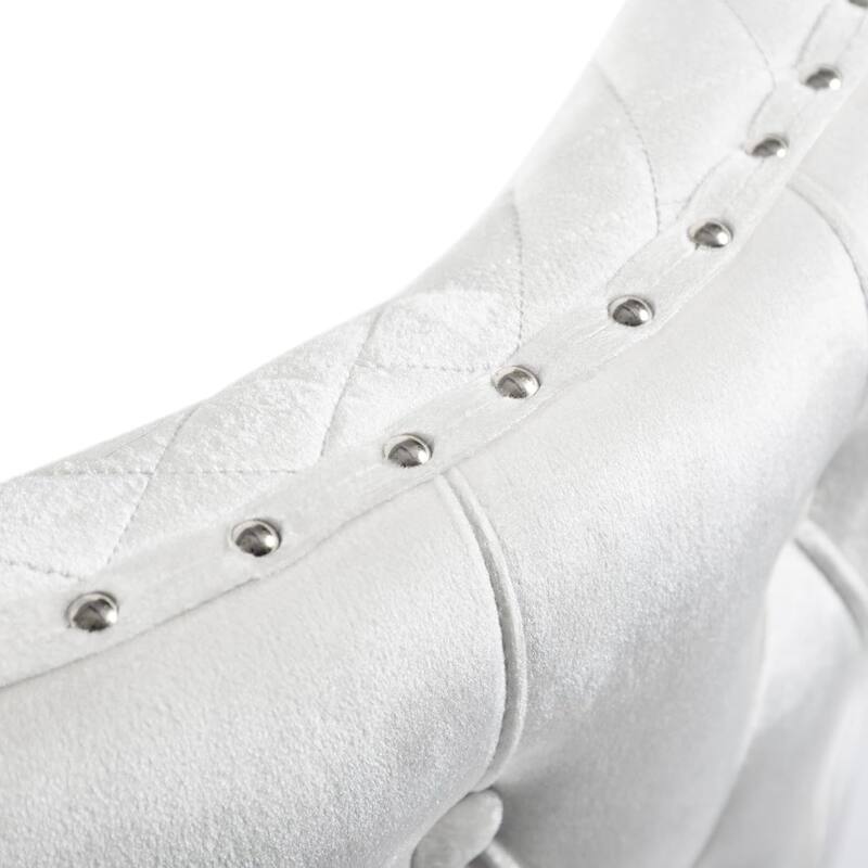 Modern White Finish Diamond Pattern Upholstered Side Chairs Set