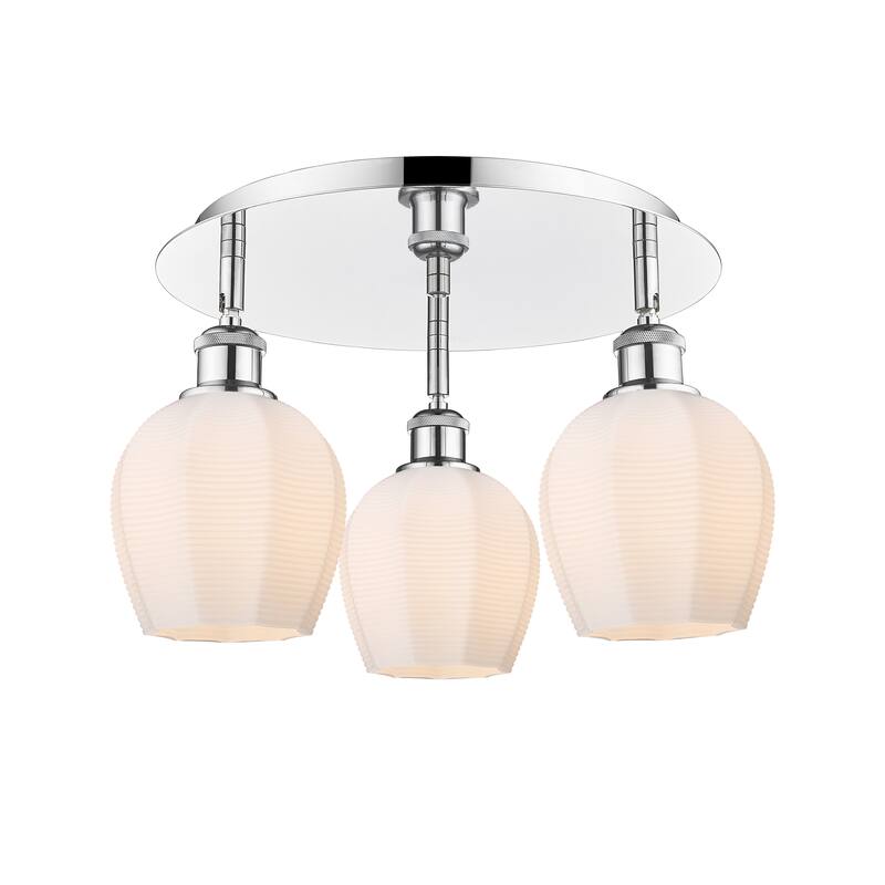 Innovations Lighting Norfolk - 3 Light 18" Flush Mount - Polished Chrome/Matte White