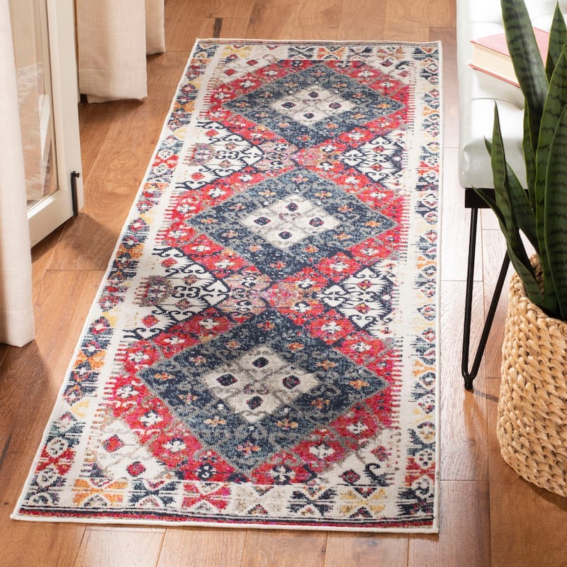SAFAVIEH Montage Padelea Boho Indoor/ Outdoor Waterproof Patio Backyard Rug - 2'3" x 10' Runner - Rust/Multi