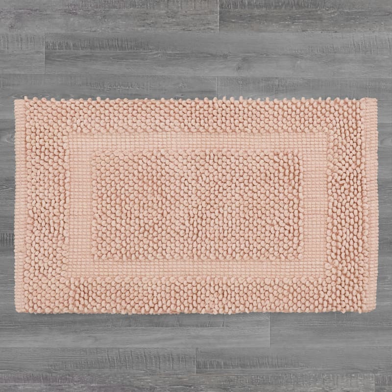 Sophie Border Ultra-plush Chenille Non-Slip Cotton Bath Mat