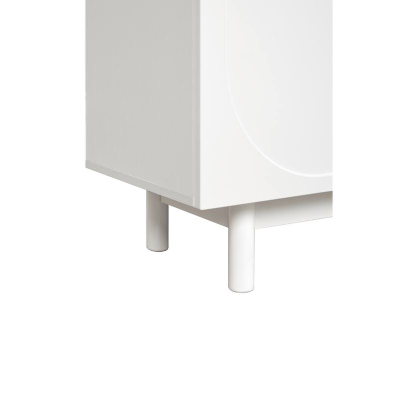 White 70.8" TV Stand with Solid Wood Legs, Arch Cabinets and Adjustable Shelves for TVs Up to 78"