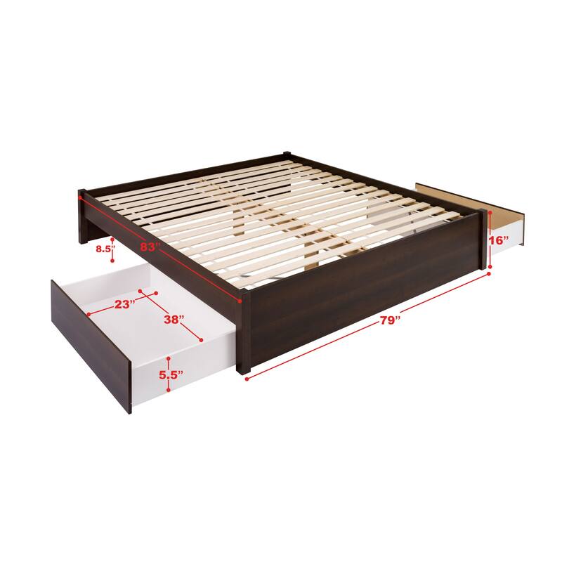 Prepac King 4-post Platform Bed with Optional Drawers