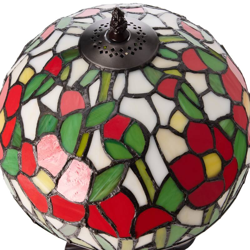 Flores River of Goods Brown Metal and Stained Glass Dome Shade 17-Inch Table Lamp - 9.5" x 9.5" x 17"