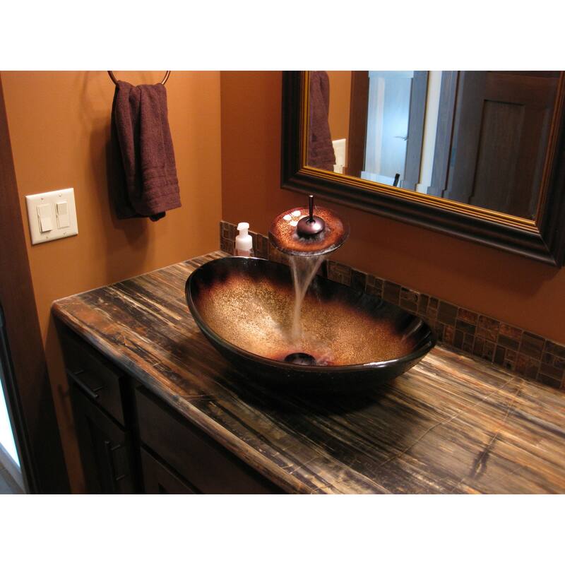 Miseno Hand Painted 21-1/2" Glass Vessel Bathroom Sink with Single