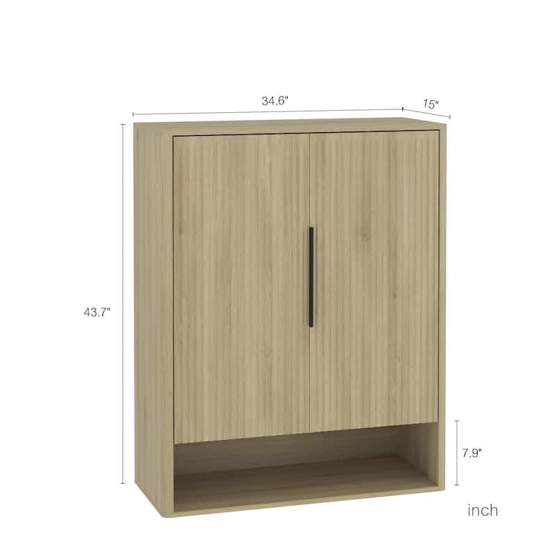 Modern Wooden Shoe Storage Cabinet Organizer with Doors & Adjustable Shelves
