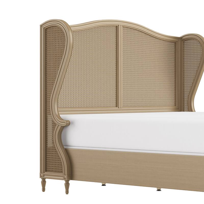 Hillsdale Furniture Sausalito Wingback Wood Cane Panel Bed