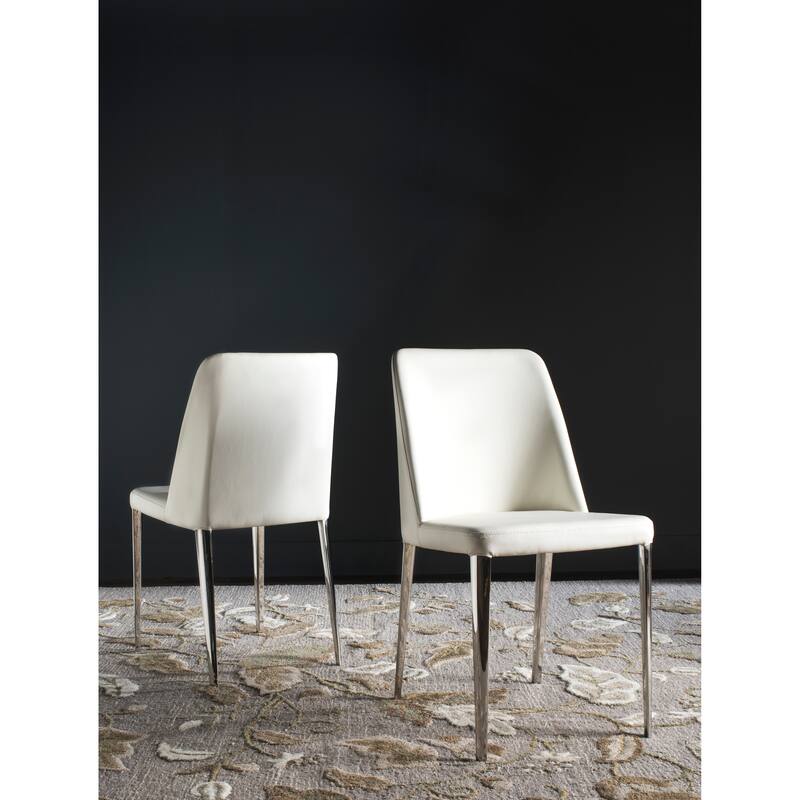 SAFAVIEH Haruko Mid Century Dining White Dining Chair (Set of 2) - 22.5" x 17.8" x 34.8" - 23Wx18Dx35H