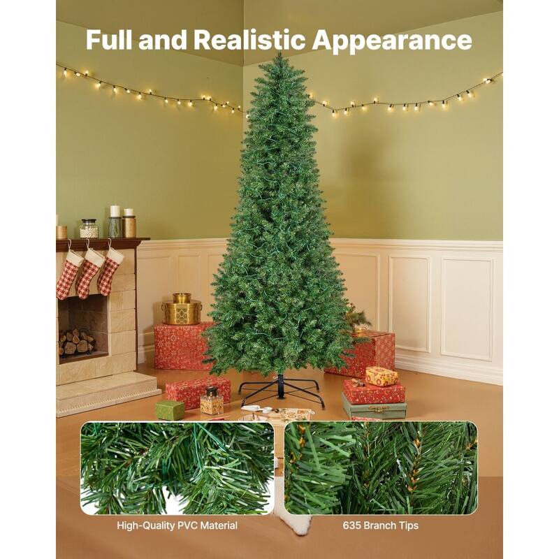 Green PVC and Iron 6ft Pre-Lit Christmas Tree with 240 LED Lights and 11 Modes - 2.3 x 6 ft