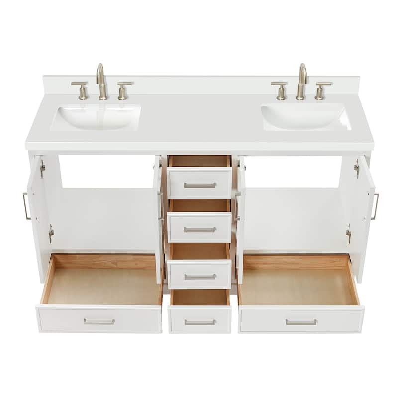 Ariel M061DWQRVO Stafford 61" Free Standing Double Basin Vanity Set