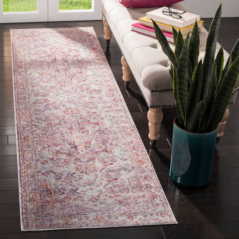 SAFAVIEH Valencia Mysti Vintage Boho Oriental Polyester Rug - 2'3" x 8' Runner - Ivory/Red