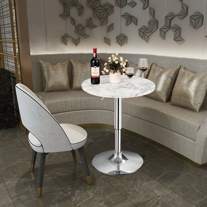 Round Height Adjustable Bistro Bar Table - 24" x 24" x (28-36)" (L x W x H)