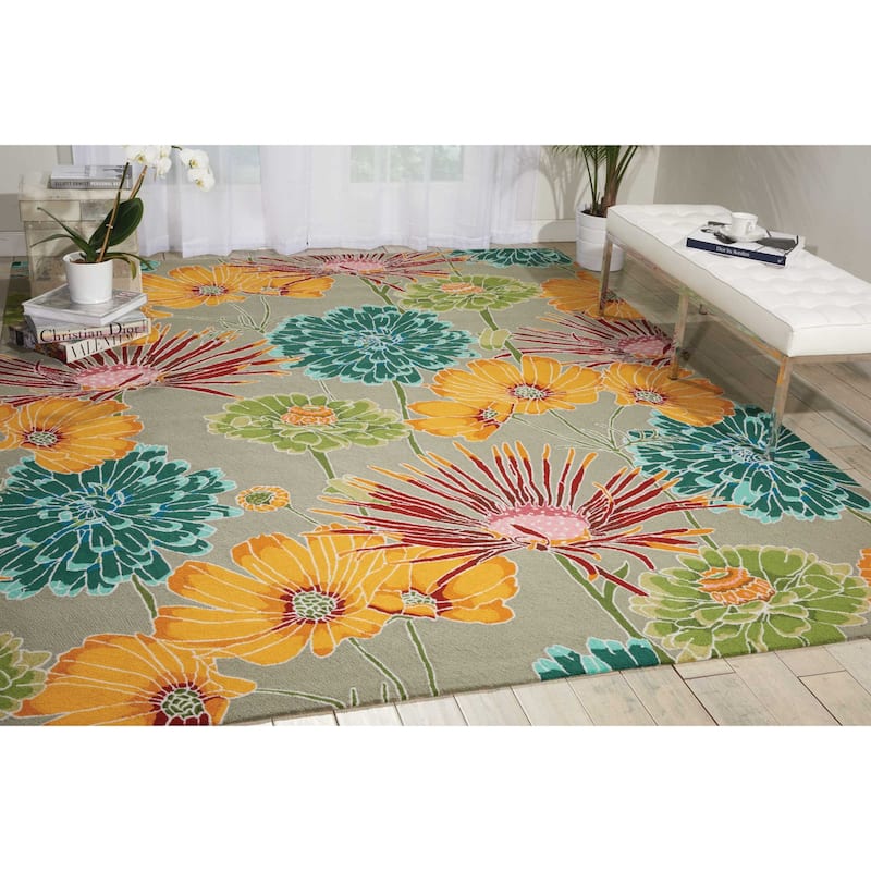 Nourison Fantasy Abstract Floral Area Rug - 3'6" x 5'6" - Grey - Rectangle