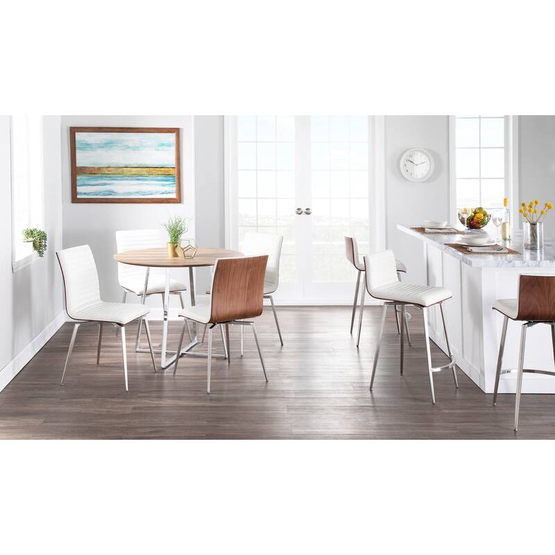 Mason Stainless Steel Wood Swivel Chair (Set of 2)