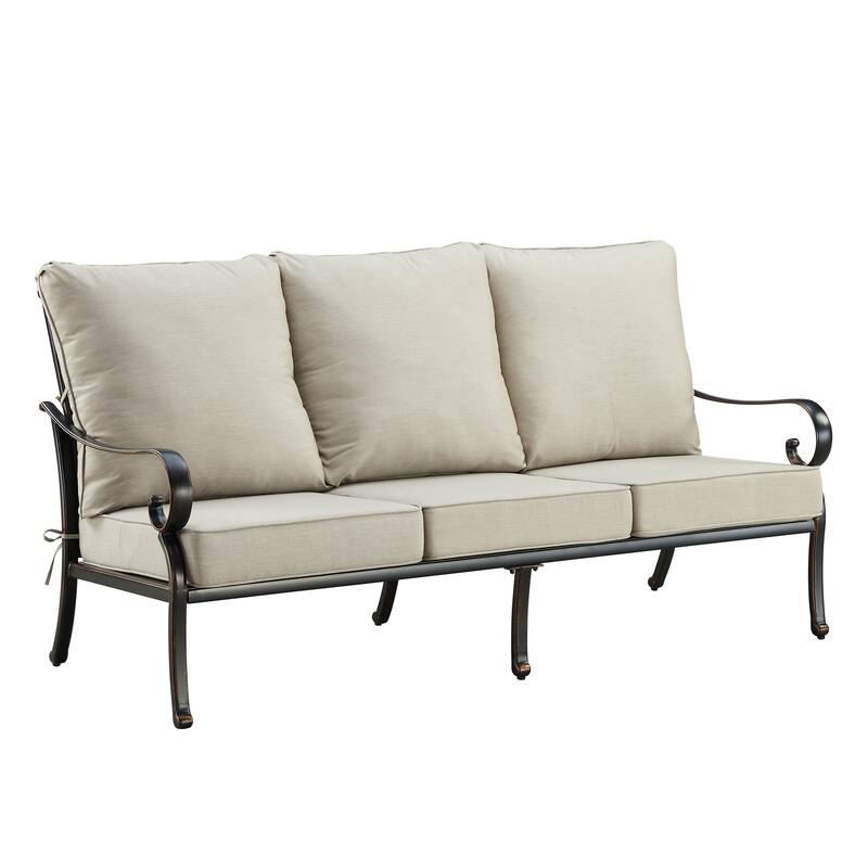 Black Aluminum Deep Seating Deep Seating Sofa with Cushions