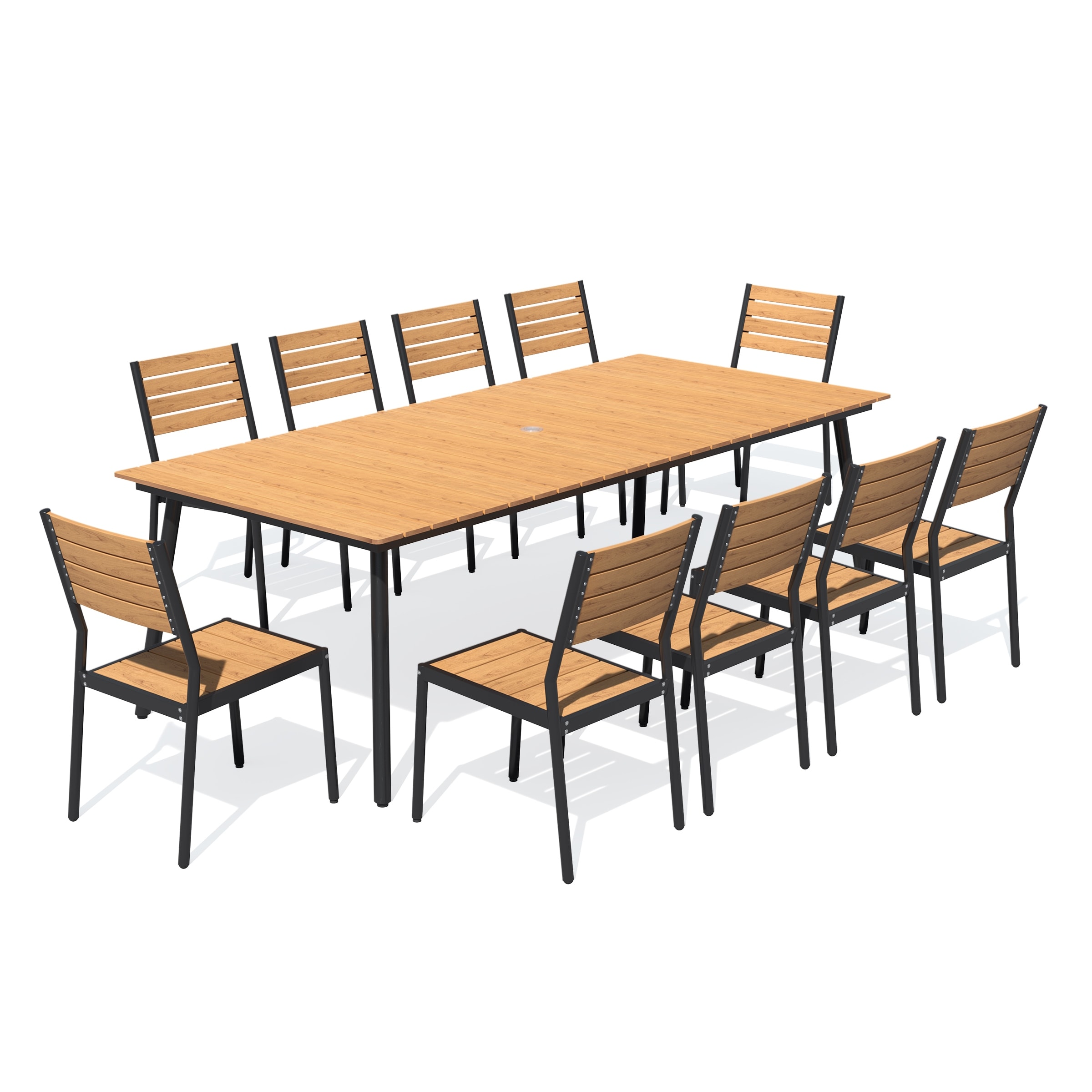 7/9/11-Piece Outdoor Dining Set Aluminum Dining table with Stackable Chairs