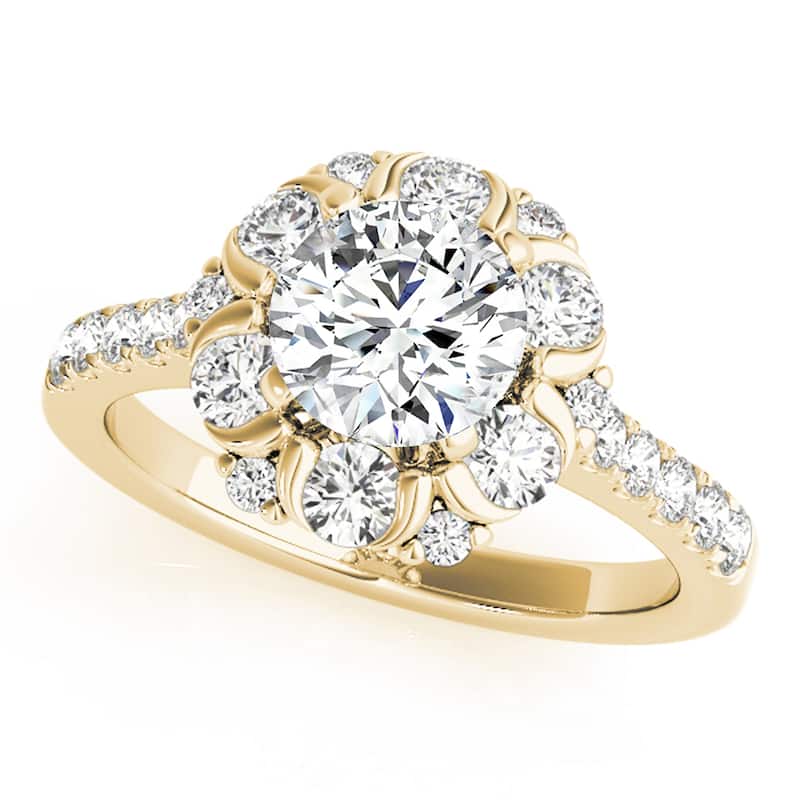 Auriya 14k Yellow Gold Lab Grown Round Diamond Halo Engagement Ring 0.50 to 5.00 ct. tw. (F-G VS) - 1.25 ct. center - 9