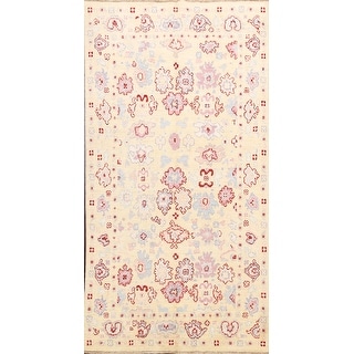Geometric Authentic Oushak Turkish Oriental Wool Area Rug Hand-knotted - 4'11" x 7'10"