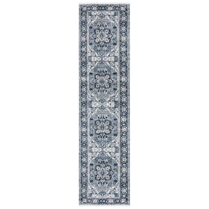 SAFAVIEH Herat Jeanna Traditional Rug - 3' x 10' Runner - Navy/Ivory
