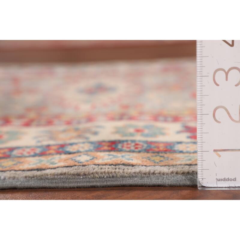 Geometric Kazak Accent Rug Bedroom Hand-Knotted Wool Carpet - 2'9" x 4'1"