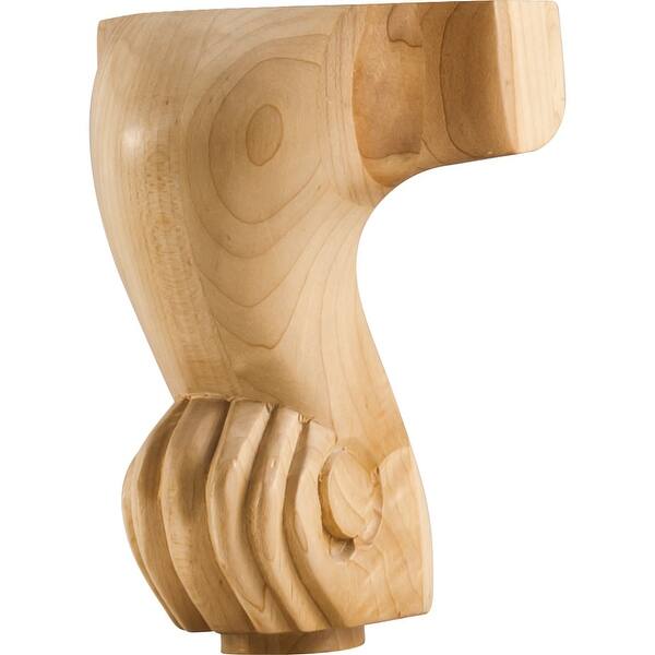 slide 1 of 1, Hardware Resources Foot with Queen Anne Styling, 6"H x 4-3/4"W x Natural Maple